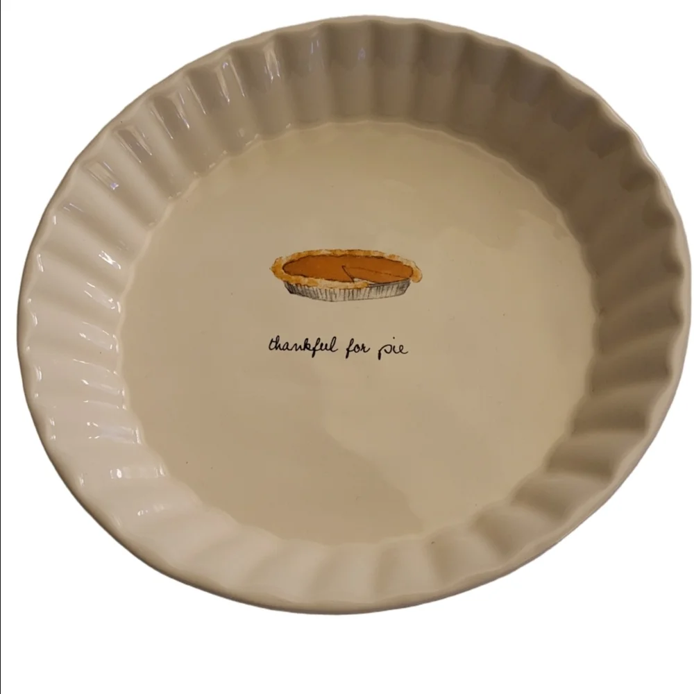 Rae Dunn Cream Pie Dish with Orange Pie Design